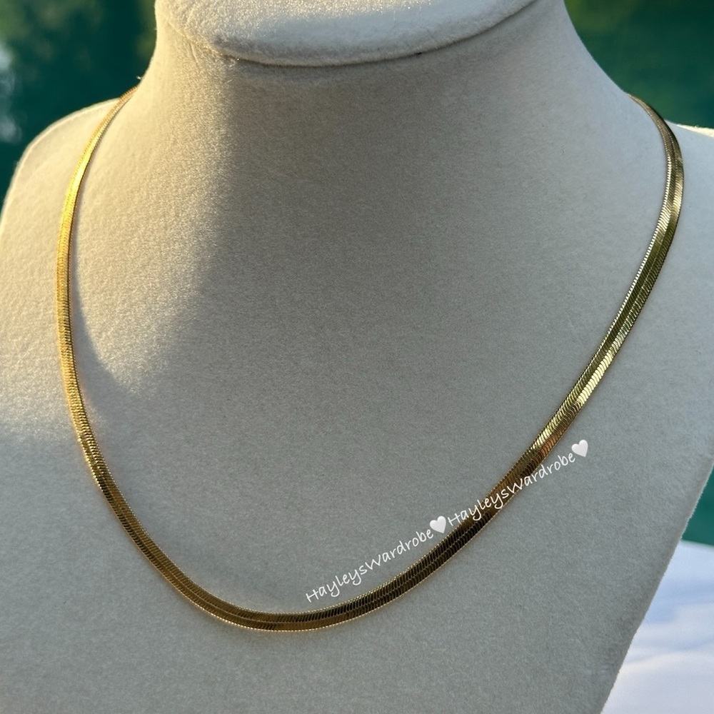 18k Gold Herringbone Chain | Minimalist Gold Chain Necklace